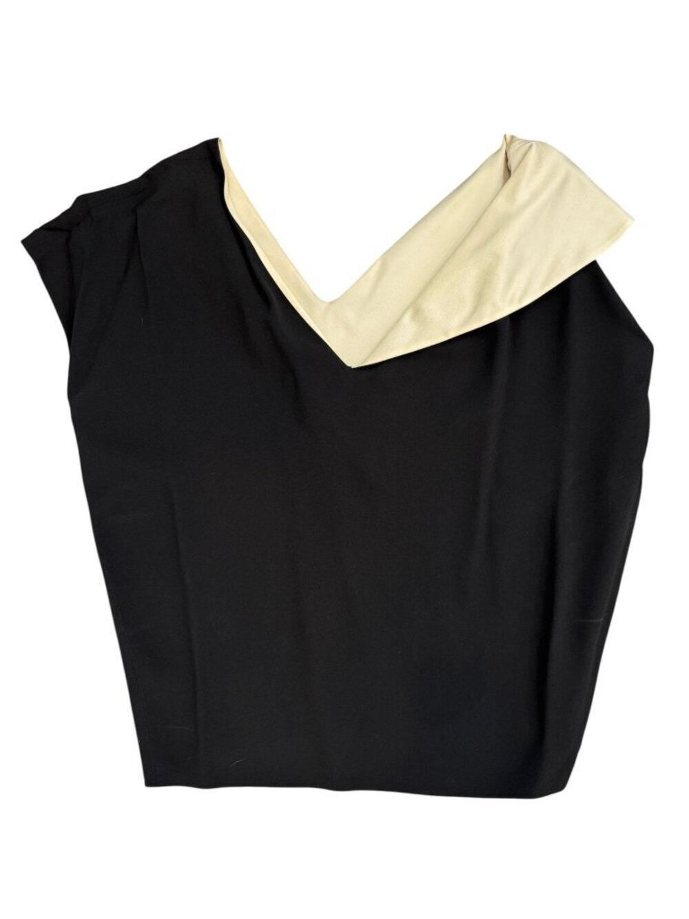 Lanvin Paris Couture women’s asymmetrical draped top in black and ivory